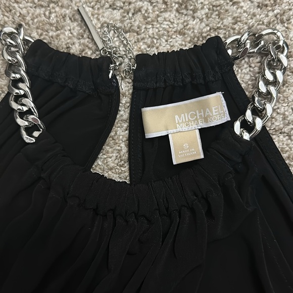 Michael Kors black silver chain neck top, women’s small  - Picture 3 of 5